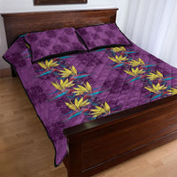 Hawaii Waikiki King Quilt Bed Set Purple Quilt With Pua Manu LT05 - Polynesian Pride