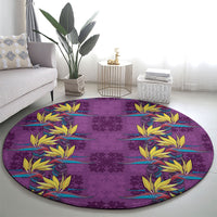 Hawaii Waikiki King Round Carpet Purple Quilt With Pua Manu LT05 - Polynesian Pride