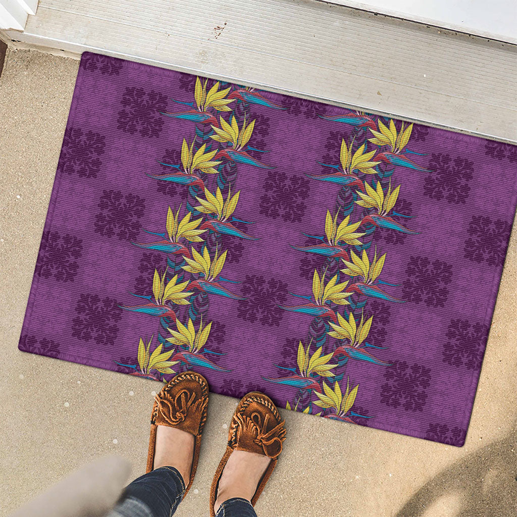 Hawaii Waikiki King Rubber Doormat Purple Quilt With Pua Manu LT05 - Polynesian Pride
