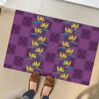 Hawaii Waikiki King Rubber Doormat Purple Quilt With Pua Manu LT05 - Polynesian Pride