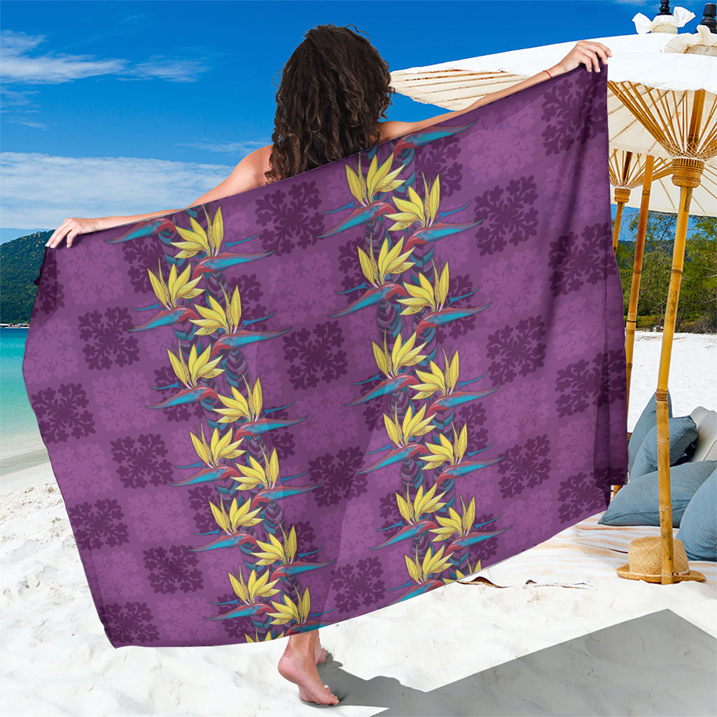 Hawaii Waikiki King Sarong Purple Quilt With Pua Manu LT05 One Size 44 x 66 inches Purple - Polynesian Pride