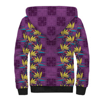 Hawaii Waikiki King Sherpa Hoodie Purple Quilt With Pua Manu LT05 - Polynesian Pride