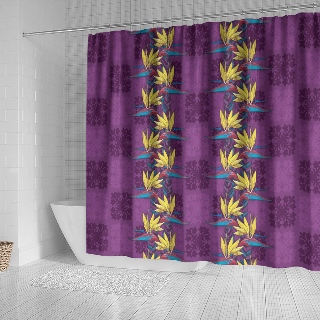 Hawaii Waikiki King Shower Curtain Purple Quilt With Pua Manu LT05 - Polynesian Pride