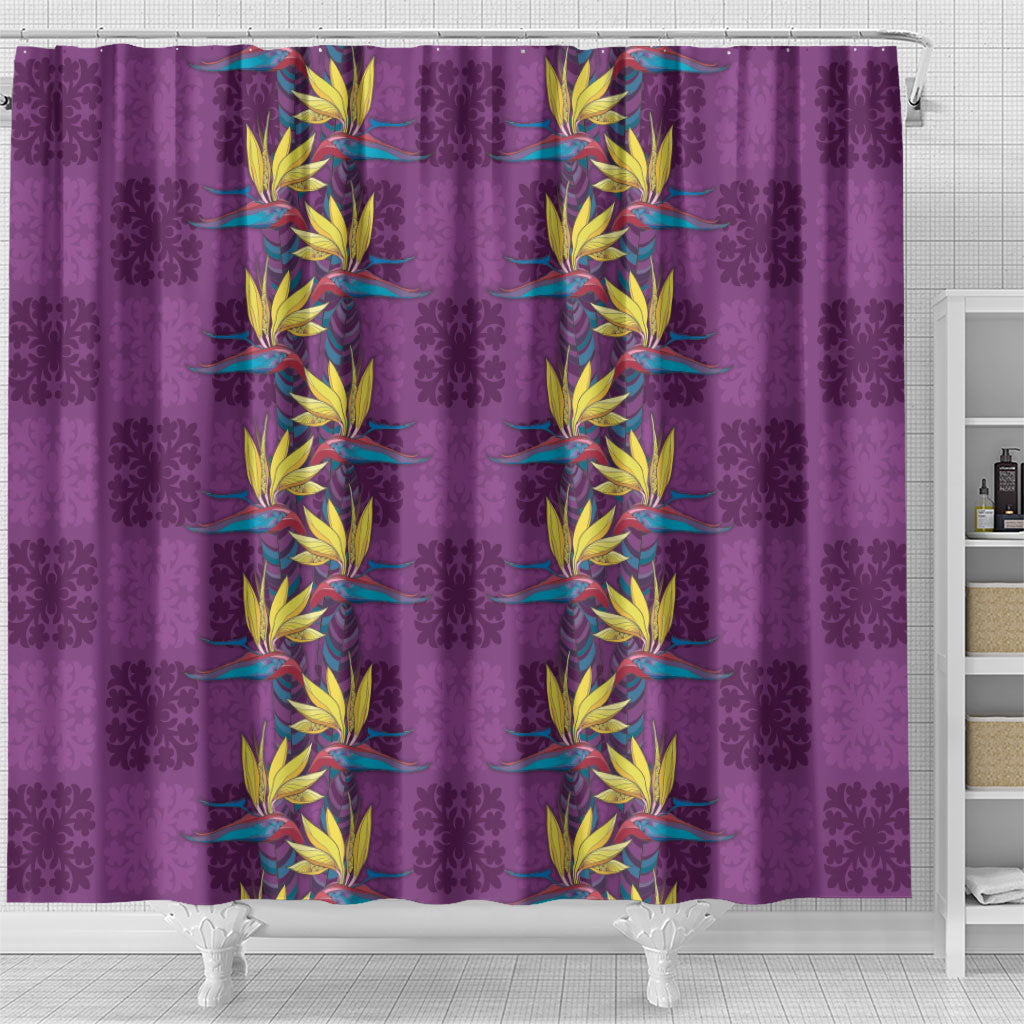 Hawaii Waikiki King Shower Curtain Purple Quilt With Pua Manu LT05 - Polynesian Pride