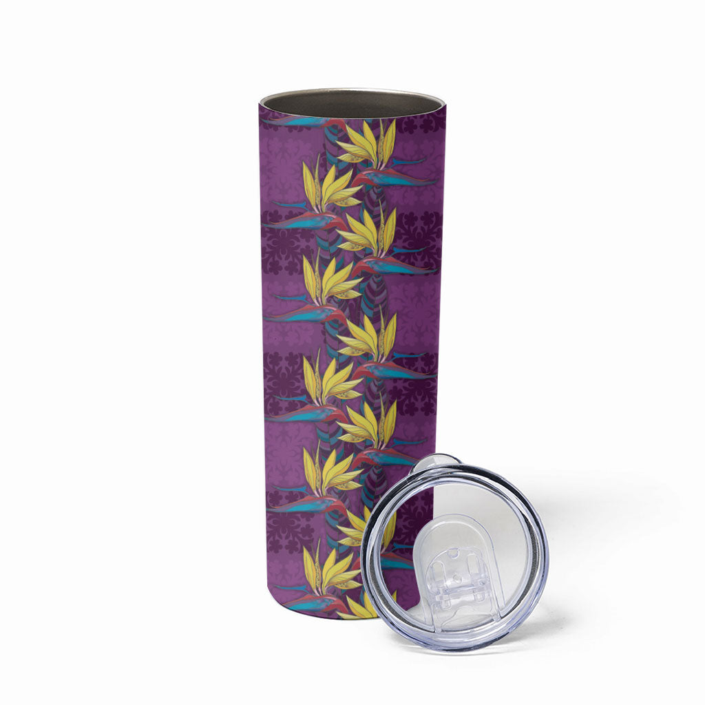 Hawaii Waikiki King Skinny Tumbler Purple Quilt With Pua Manu LT05 - Polynesian Pride