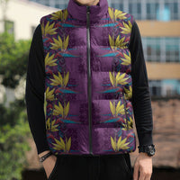 Hawaii Waikiki King Sleeveless Puffer Jacket Purple Quilt With Pua Manu LT05 - Polynesian Pride