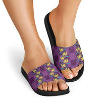 Hawaii Waikiki King Slide Sandals Purple Quilt With Pua Manu LT05 - Polynesian Pride