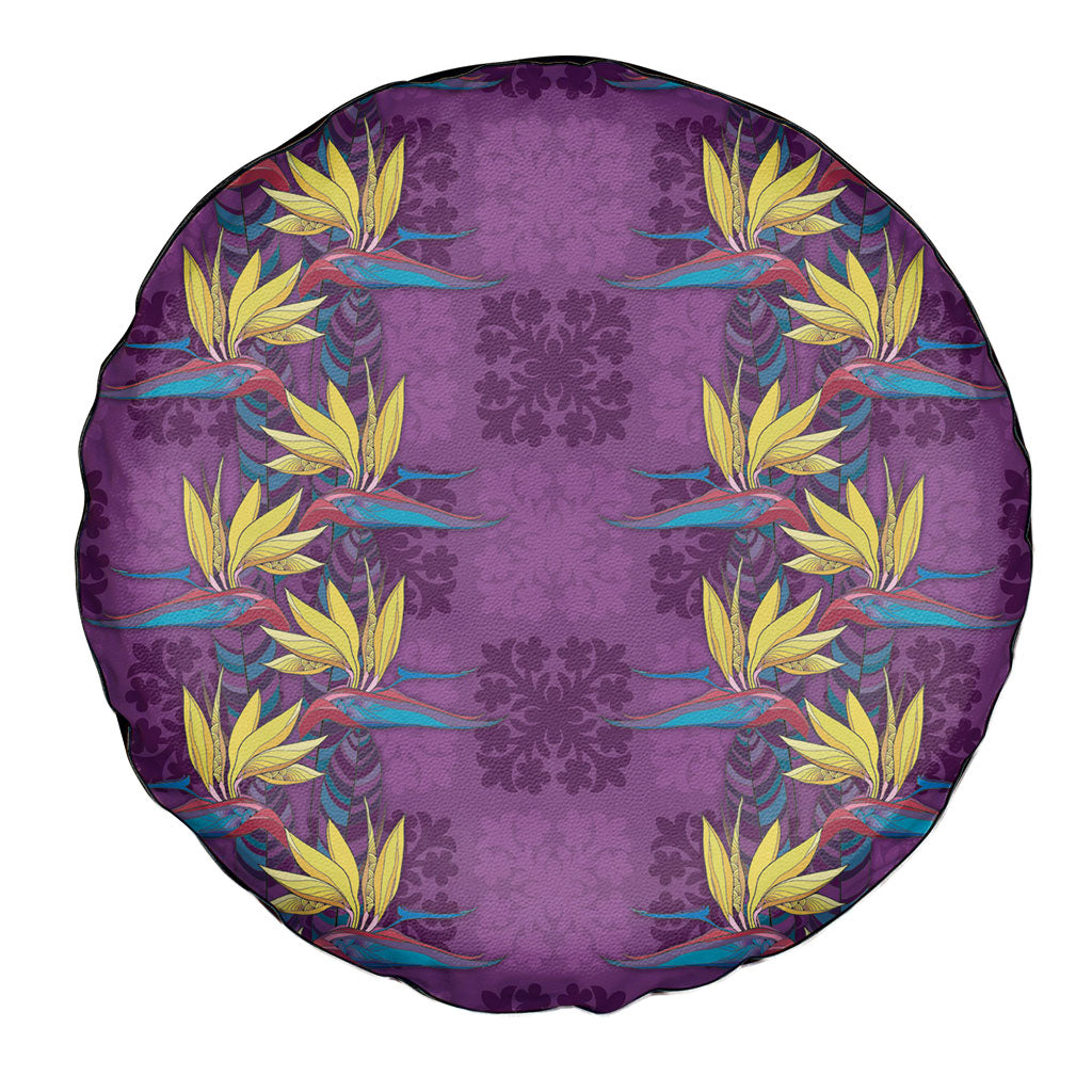 Hawaii Waikiki King Spare Tire Cover Purple Quilt With Pua Manu LT05 - Polynesian Pride