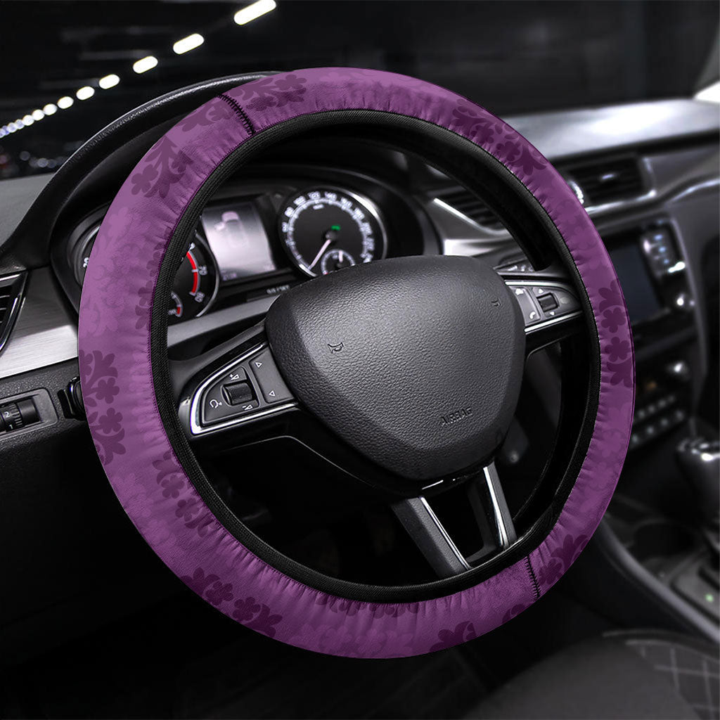 Hawaii Waikiki King Steering Wheel Cover Purple Quilt With Pua Manu LT05 Universal Fit Purple - Polynesian Pride