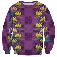 Hawaii Waikiki King Sweatshirt Purple Quilt With Pua Manu LT05 Unisex Purple - Polynesian Pride