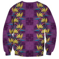 Hawaii Waikiki King Sweatshirt Purple Quilt With Pua Manu LT05 - Polynesian Pride