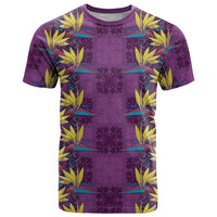 Hawaii Waikiki King T Shirt Purple Quilt With Pua Manu LT05 Purple - Polynesian Pride