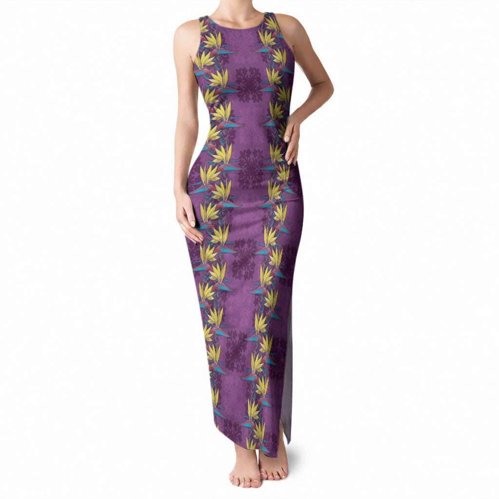 Hawaii Waikiki King Tank Maxi Dress Purple Quilt With Pua Manu