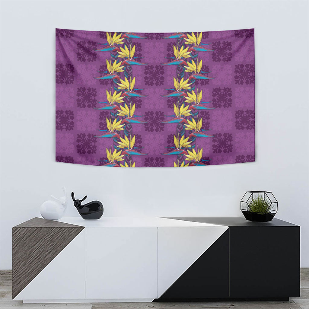 Hawaii Waikiki King Tapestry Purple Quilt With Pua Manu LT05 - Polynesian Pride