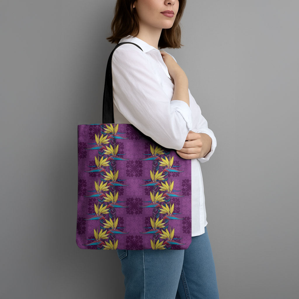Hawaii Waikiki King Tote Bag Purple Quilt With Pua Manu LT05 - Polynesian Pride