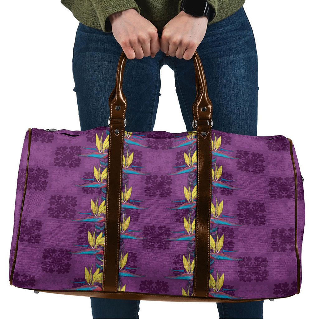 Hawaii Waikiki King Travel Bag Purple Quilt With Pua Manu