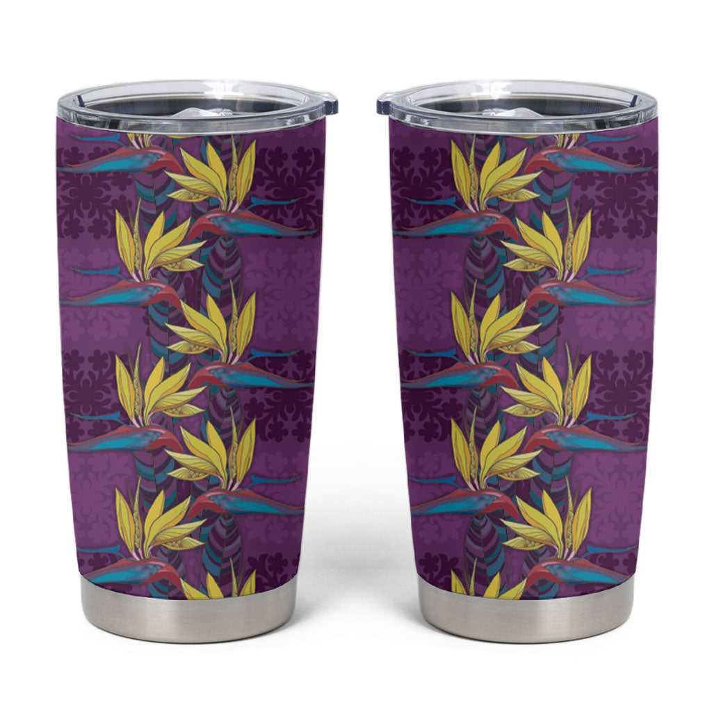 Hawaii Waikiki King Tumbler Cup Purple Quilt With Pua Manu LT05 Purple - Polynesian Pride