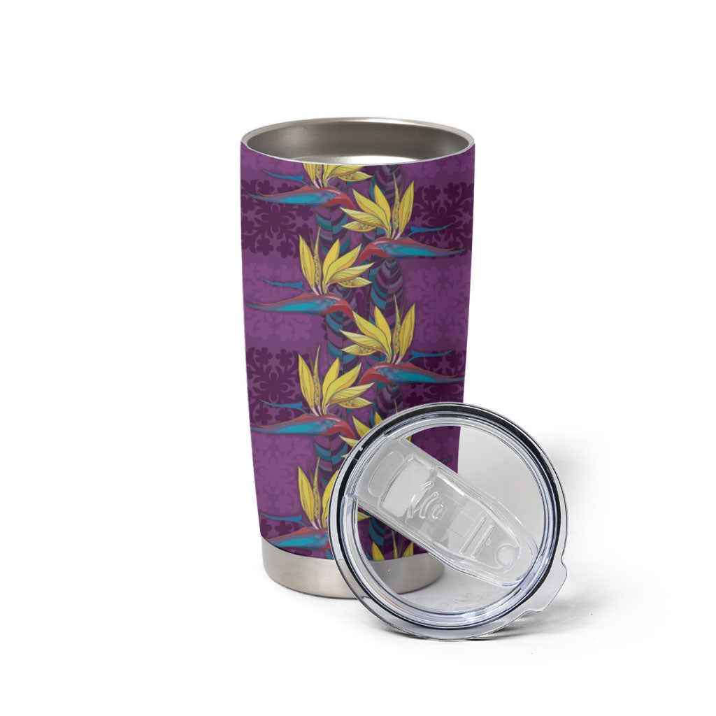 Hawaii Waikiki King Tumbler Cup Purple Quilt With Pua Manu LT05 - Polynesian Pride