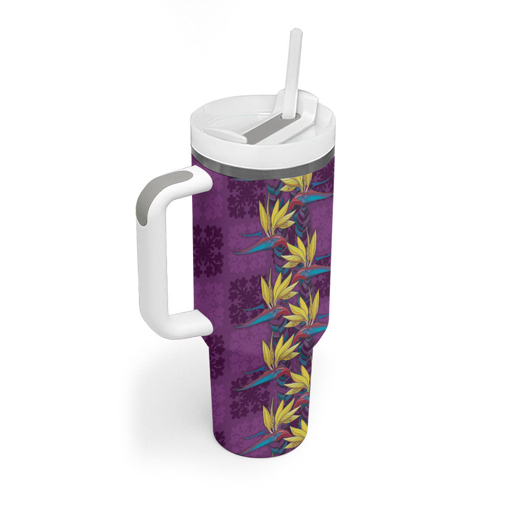 Hawaii Waikiki King Tumbler With Handle Purple Quilt With Pua Manu LT05 - Polynesian Pride