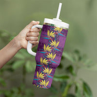 Hawaii Waikiki King Tumbler With Handle Purple Quilt With Pua Manu LT05 - Polynesian Pride