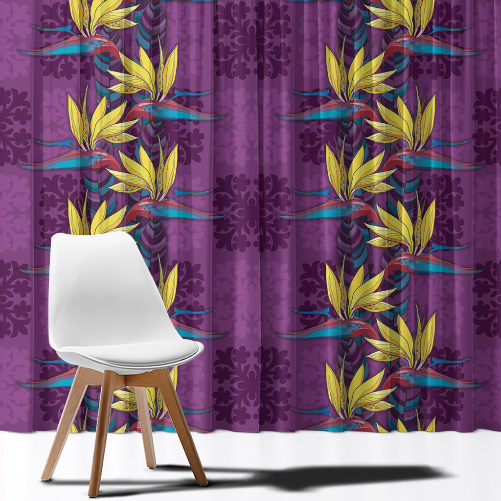 Hawaii Waikiki King Window Curtain Purple Quilt With Pua Manu LT05 - Polynesian Pride