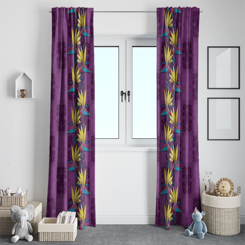 Hawaii Waikiki King Window Curtain Purple Quilt With Pua Manu LT05 - Polynesian Pride