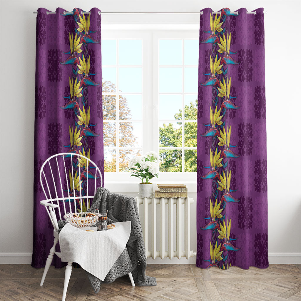 Hawaii Waikiki King Window Curtain Purple Quilt With Pua Manu LT05 - Polynesian Pride