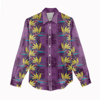 Hawaii Waikiki King Women Casual Shirt Purple Quilt With Pua Manu LT05 - Polynesian Pride