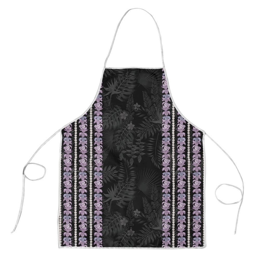Hawaii Queen Liliuokalani Apron Hawaiian Lei Pua Kalaunu LT05 Black - Polynesian Pride