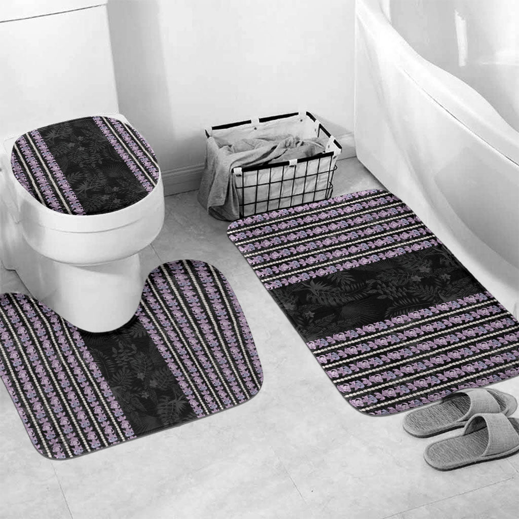 Hawaii Queen Liliuokalani Bathroom Set Hawaiian Lei Pua Kalaunu LT05 Mat Set Only (3 pcs) One Size Black - Polynesian Pride