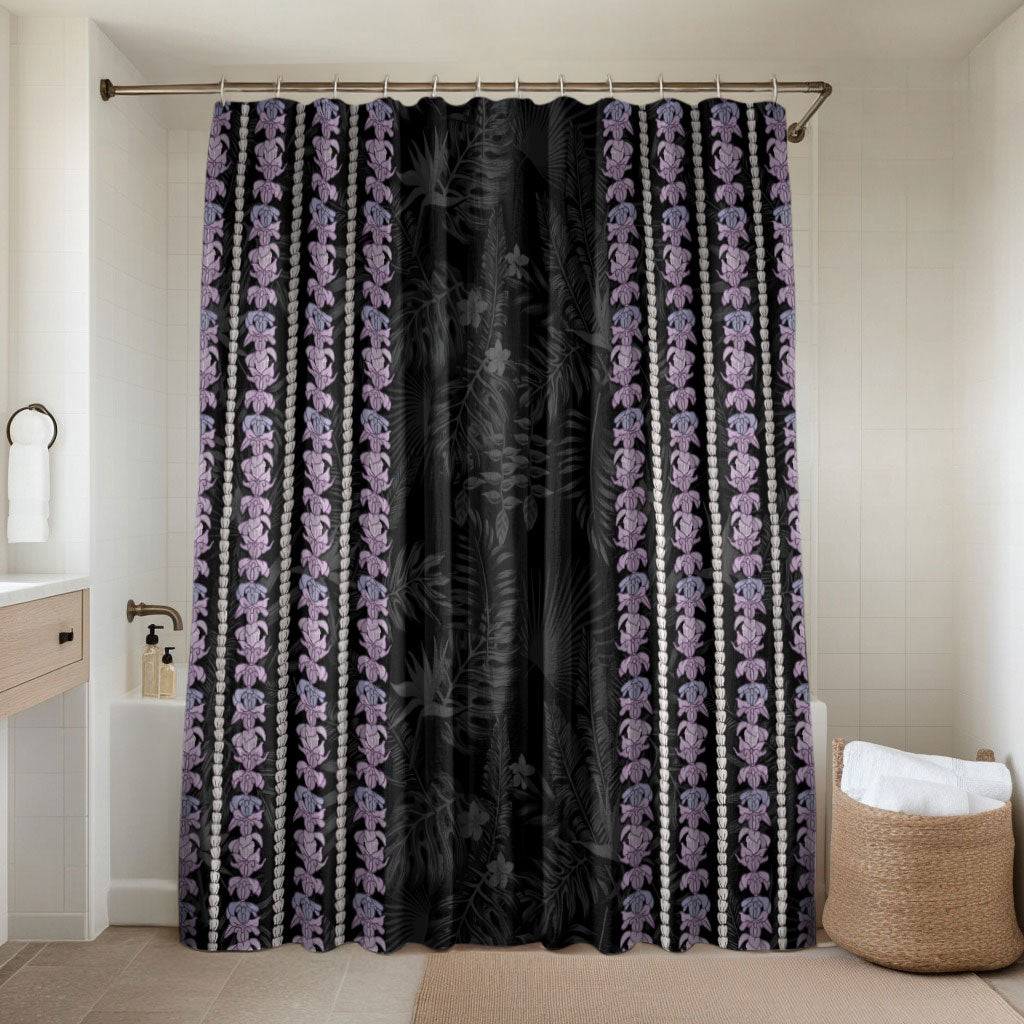 Hawaii Queen Liliuokalani Bathroom Set Hawaiian Lei Pua Kalaunu LT05 Shower Curtain Only Black - Polynesian Pride