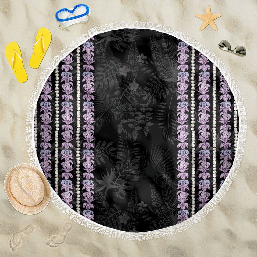 Hawaii Queen Liliuokalani Beach Blanket Hawaiian Lei Pua Kalaunu LT05 One Size 150cm Black - Polynesian Pride