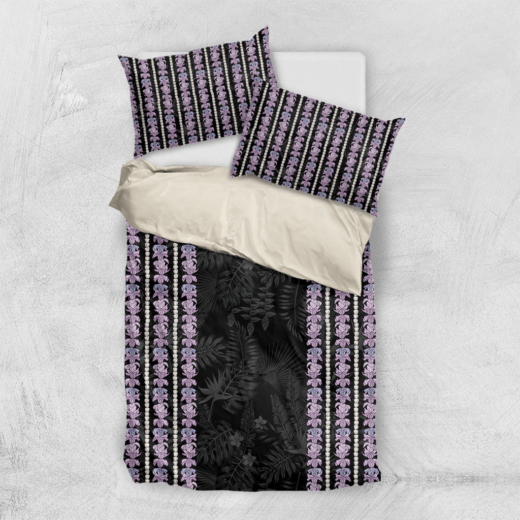 Hawaii Queen Liliuokalani Bedding Set Hawaiian Lei Pua Kalaunu LT05 US Twin 172cm x 218cm Black - Polynesian Pride