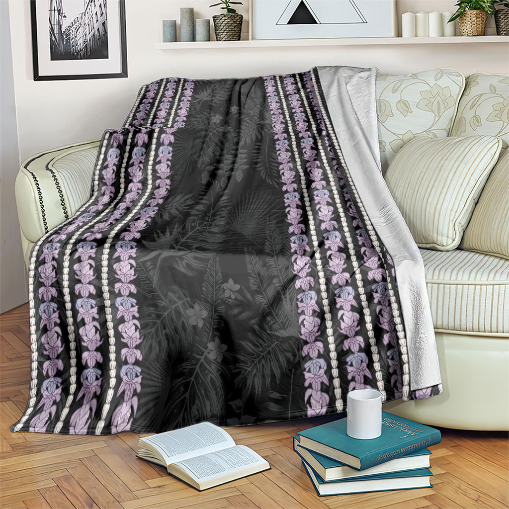 Hawaii Queen Liliuokalani Blanket Hawaiian Lei Pua Kalaunu LT05 Black - Polynesian Pride