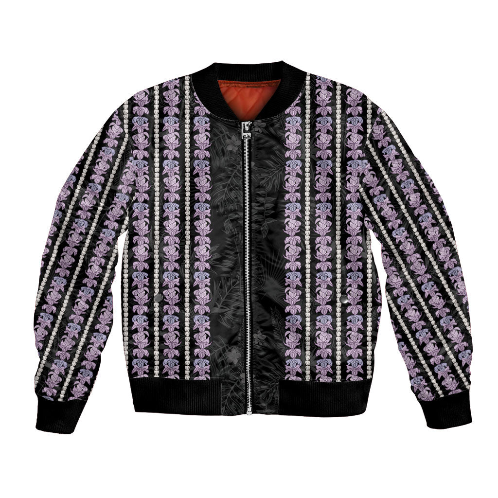 Hawaii Queen Liliuokalani Bomber Jacket Hawaiian Lei Pua Kalaunu LT05 Unisex Black - Polynesian Pride