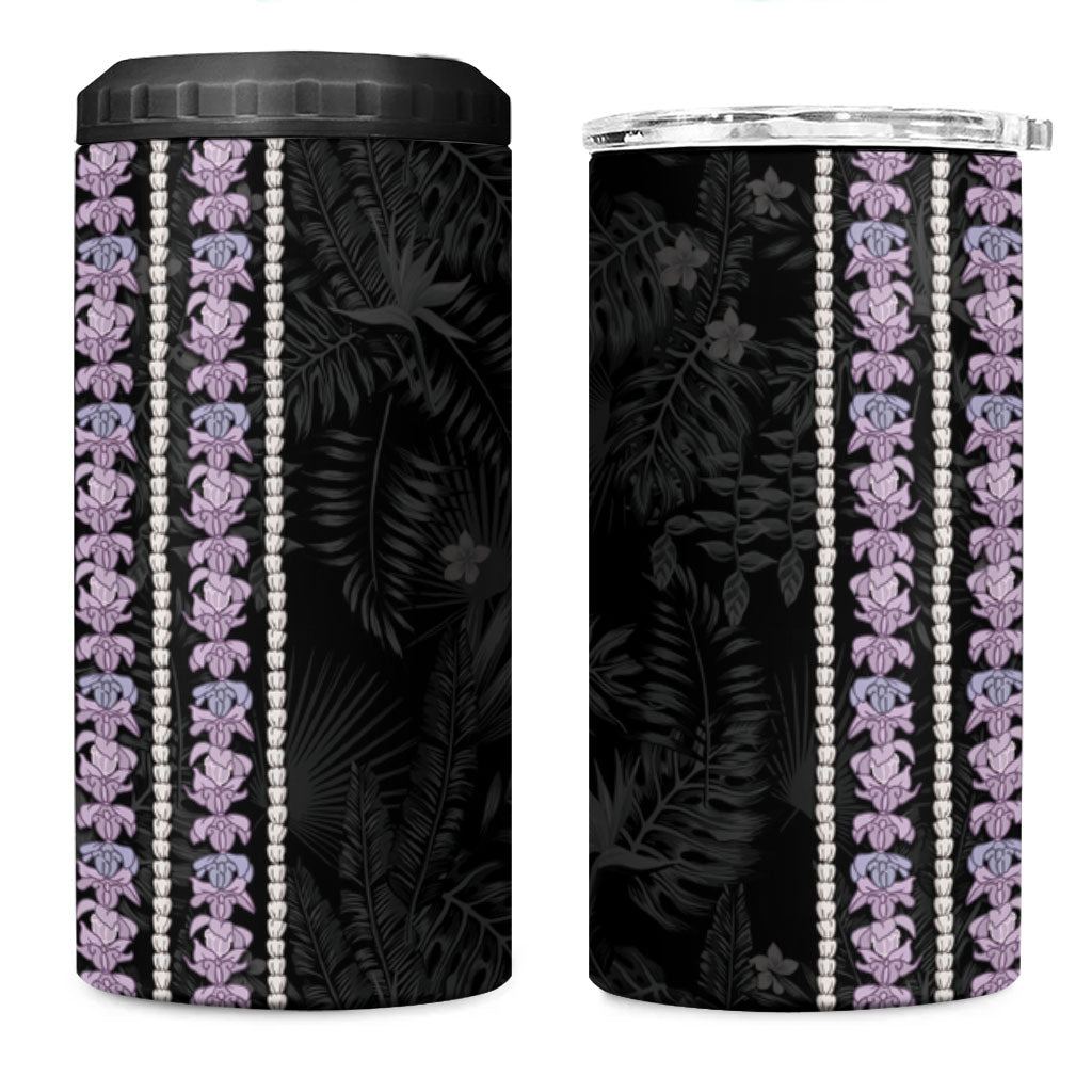 Hawaii Queen Liliuokalani 4 in 1 Can Cooler Tumbler Hawaiian Lei Pua Kalaunu LT05 One Size: 16 oz Black - Polynesian Pride