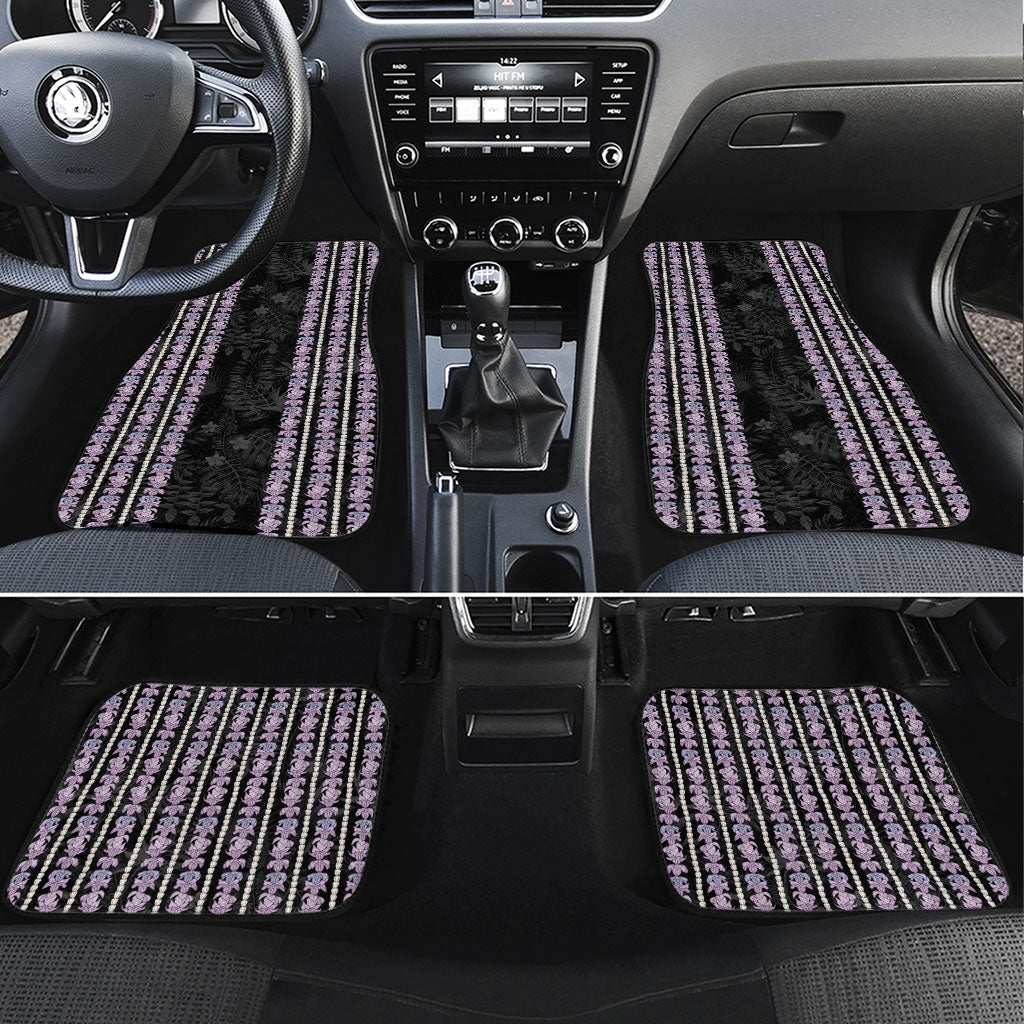 Hawaii Queen Liliuokalani Car Mats Hawaiian Lei Pua Kalaunu LT05 Set 4pcs Black - Polynesian Pride
