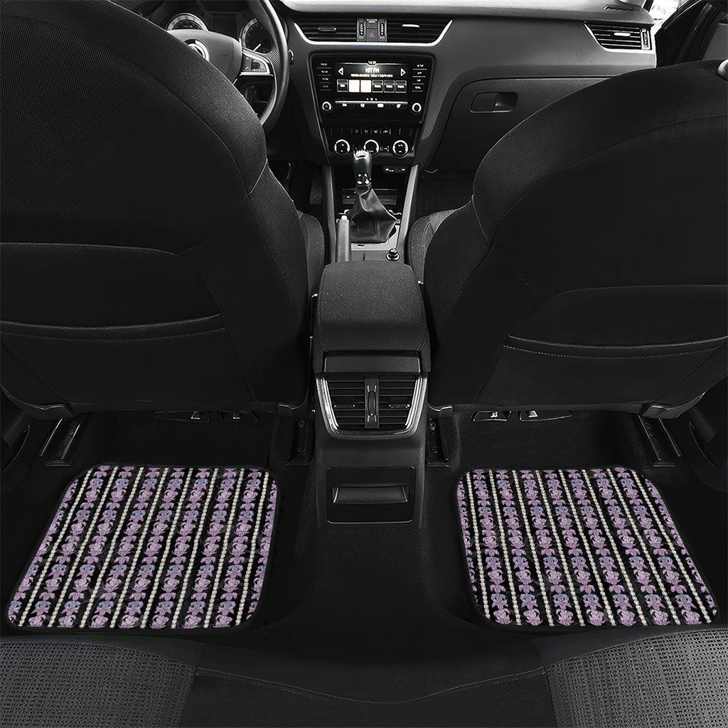 Hawaii Queen Liliuokalani Car Mats Hawaiian Lei Pua Kalaunu LT05 Set 2pcs - Back Black - Polynesian Pride