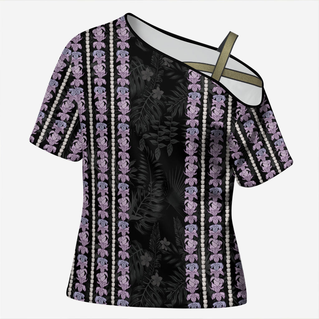 Hawaii Queen Liliuokalani Cross Shoulder Shirt Hawaiian Lei Pua Kalaunu