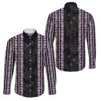 Hawaii Queen Liliuokalani Family Matching Long Sleeve Bodycon Dress and Hawaiian Shirt Hawaiian Lei Pua Kalaunu LT05 Dad's Shirt - Long Sleeve Black - Polynesian Pride