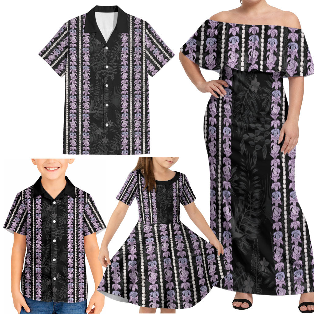 Hawaii Queen Liliuokalani Family Matching Off Shoulder Maxi Dress and Hawaiian Shirt Hawaiian Lei Pua Kalaunu LT05 - Polynesian Pride