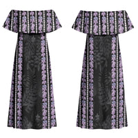 Hawaii Queen Liliuokalani Family Matching Off Shoulder Maxi Dress and Hawaiian Shirt Hawaiian Lei Pua Kalaunu LT05 Mom's Dress Black - Polynesian Pride