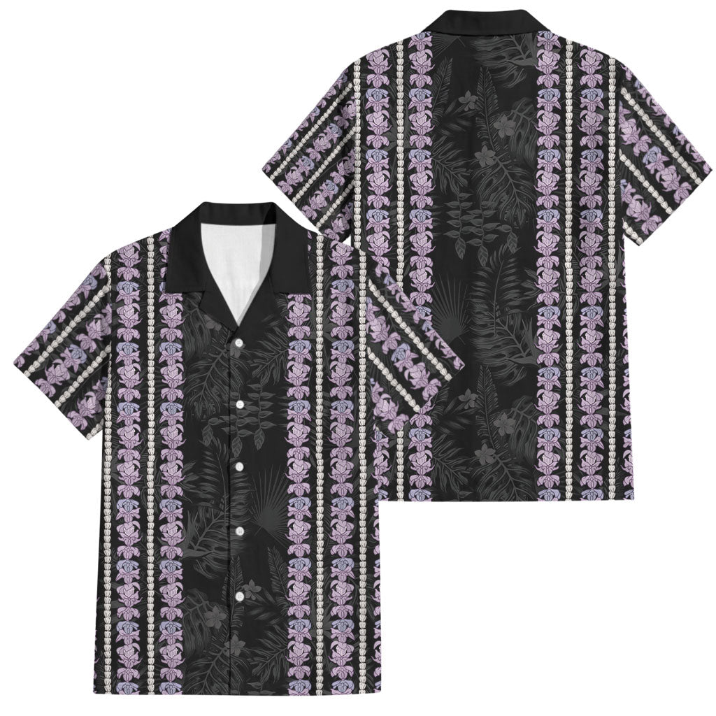 Hawaii Queen Liliuokalani Family Matching Off Shoulder Maxi Dress and Hawaiian Shirt Hawaiian Lei Pua Kalaunu LT05 Dad's Shirt - Short Sleeve Black - Polynesian Pride