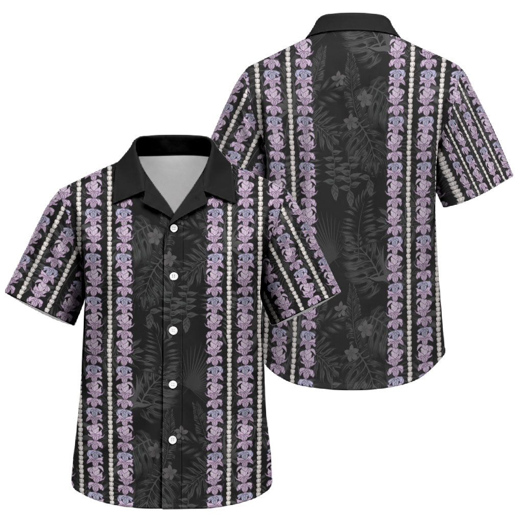 Hawaii Queen Liliuokalani Family Matching Off Shoulder Maxi Dress and Hawaiian Shirt Hawaiian Lei Pua Kalaunu LT05 Son's Shirt Black - Polynesian Pride