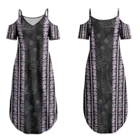 Hawaii Queen Liliuokalani Family Matching Summer Maxi Dress and Hawaiian Shirt Hawaiian Lei Pua Kalaunu LT05 Mom's Dress Black - Polynesian Pride