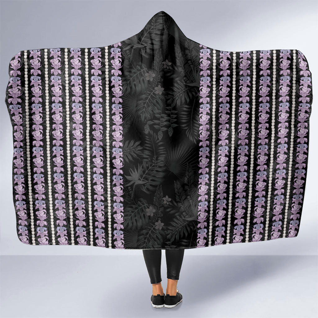 Hawaii Queen Liliuokalani Hooded Blanket Hawaiian Lei Pua Kalaunu LT05 One Size Black - Polynesian Pride