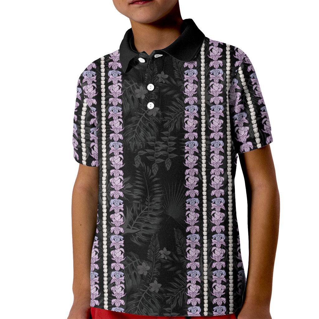 Hawaii Queen Liliuokalani Kid Polo Shirt Hawaiian Lei Pua Kalaunu LT05 Kid Black - Polynesian Pride