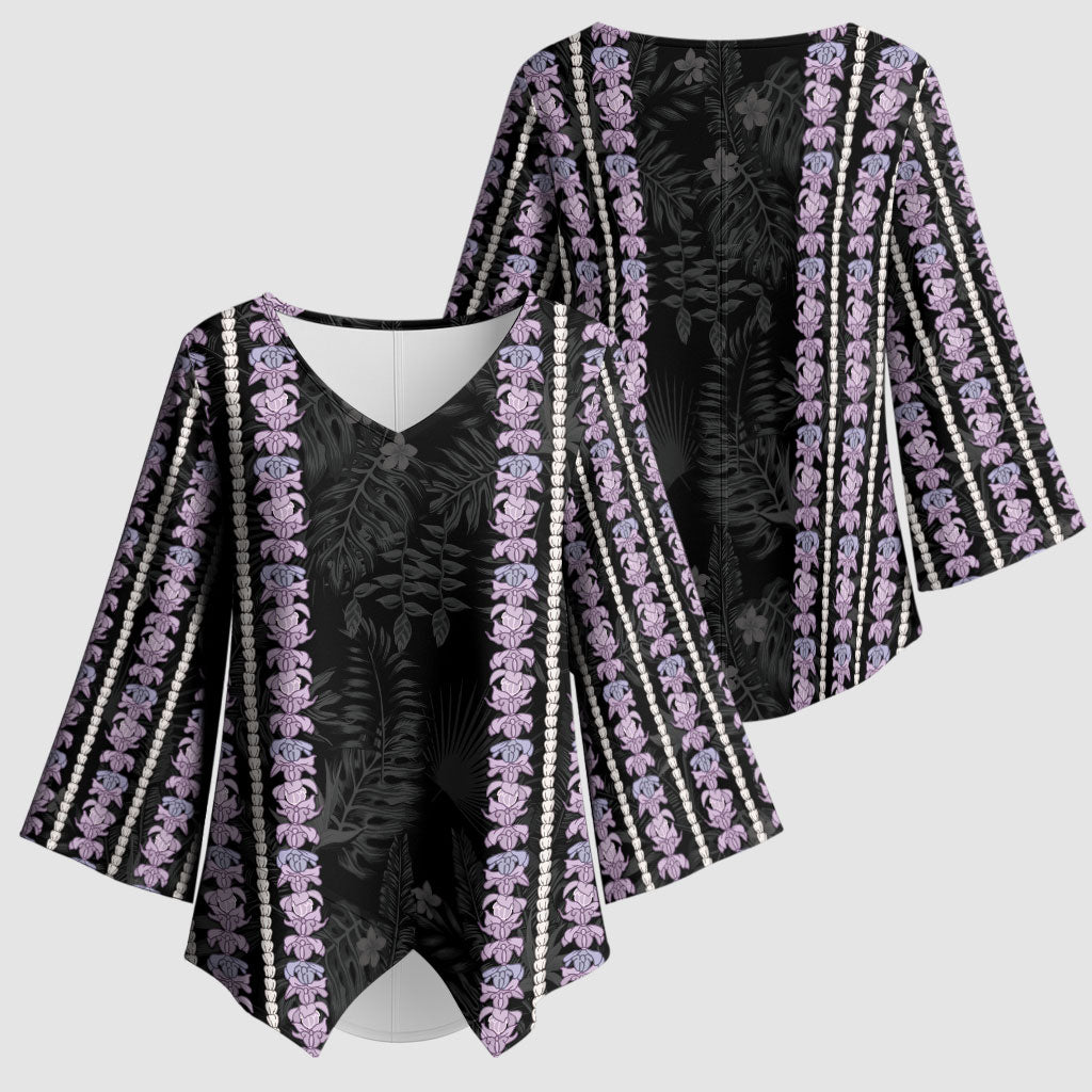 Hawaii Queen Liliuokalani Kimono Sleeve Blouse Hawaiian Lei Pua Kalaunu LT05 - Polynesian Pride