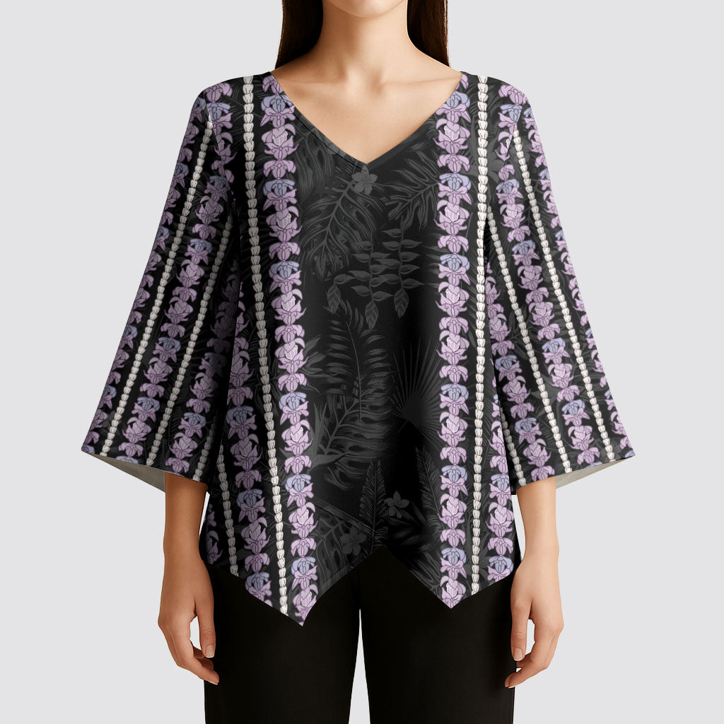 Hawaii Queen Liliuokalani Kimono Sleeve Blouse Hawaiian Lei Pua Kalaunu LT05 - Polynesian Pride