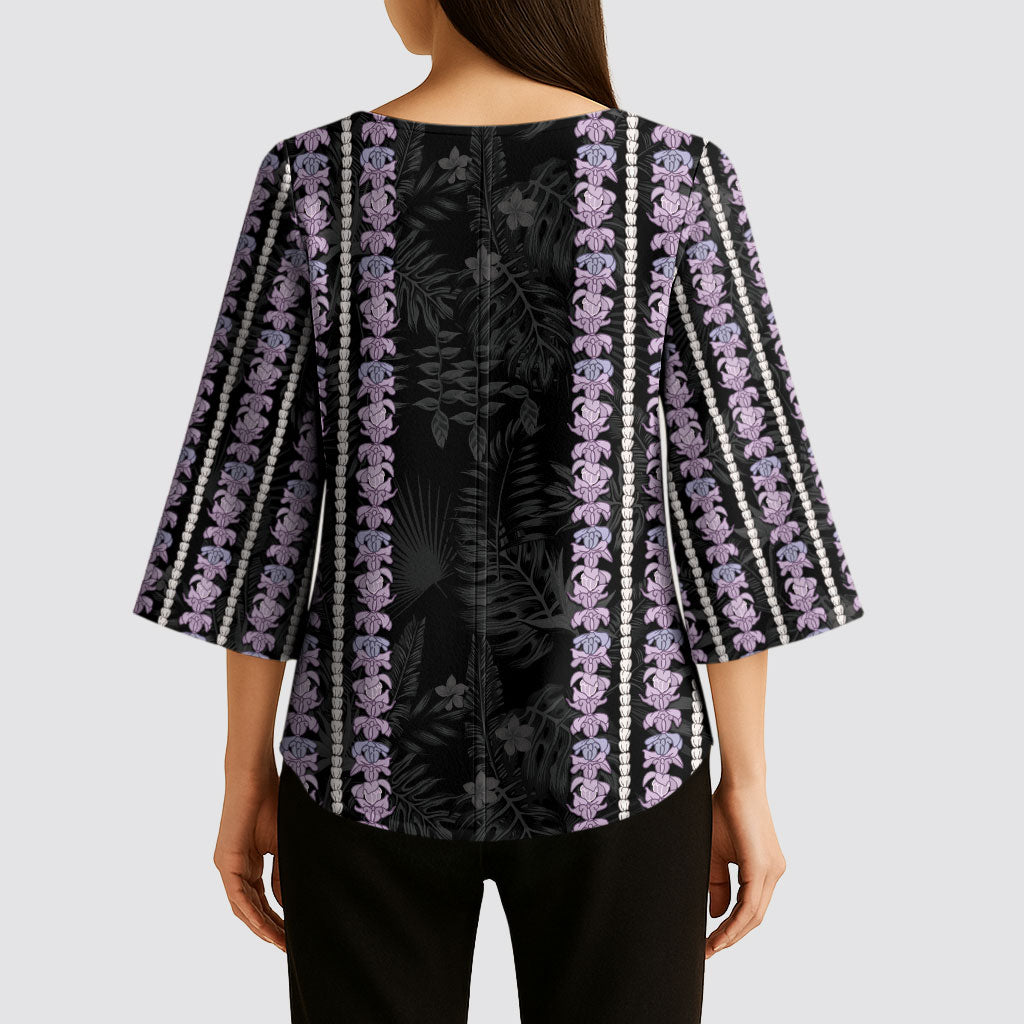 Hawaii Queen Liliuokalani Kimono Sleeve Blouse Hawaiian Lei Pua Kalaunu LT05 - Polynesian Pride